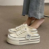 Zingj Half Slippers Female Summer Outside Wear 2023 New Women's No Heel Lazy Canvas Shoes Platform Casual