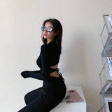 Sleeve T-shirts Women Sexy Fashion Bandage Slim Trendy All-match Korean Style Leisure Summer Clothing Street Wear Fit