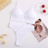 Seamless Women Padded Bra Brazilian Panties Set Sports Bra Set Sexy Thongs Girl Lingerie Fitness Crop Top
