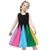 Spring Girls Dress Brand New Arrival Kids Pastel Rainbow Cotton Ankle-length Princess Dress Up for Girls Casual