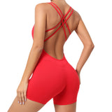 Zingj Honey Peach Hip Without Embarrassment Line Yoga Fitness Jumpsuit Show Back Up Hip Sports Jumpsuit Dancing Woman-Outfit