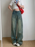 Zingj Wash Do Old Jeans Women's Spring High Waist Loose Wide Leg Pants Straight Pants Drag Floor Trousers