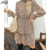 PETAL Ditsy Floral Smocked Mini Dress For Women Sexy Mock Neck Long Sleeve Party Dress 2023 Autumn Winter Female