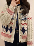 Knitted Design Buttoned Cardigan- Outfit