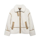 Autumn And Winter New Lamb Wool Coat Female Motorcycle Fur Integrated Locomotive Thickened Coat