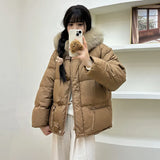 High Sense Fox Big Hair Collar Down Jacket Female 2024 Winter Thick Length Of The Square Button Warm Bestie Coat Tide-Outfit