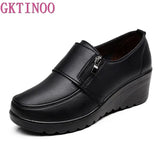 Spring Autumn Women's fashion Pumps shoes woman soft leather wedges single casual shoes mother high heels