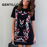 Casual Short Sleeve T Shirt Dress Vintage Indie Folk Style Mini Dress Floral Print Harajuku Loose Streetwear