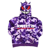 Demon Print Woman Hoodie Vintage High Street Goth Sweatshirt Oversized Zip Jacket Harajuku Embroidery Tops Hoodies
