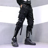 Leg Embroidery Overalls Men's New Dark Trend Big Pocket Ribbon Loose Feet Harlan Pants