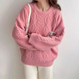 Zingj Pure And Fresh 2024 Autumn Winter New Sweet And Gentle Wind Round Collar Loose Show Thin Long Sleeve Knit Sleeve Sweater Bottom-Outfit