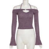 Zingj 2023 New Women's Solid Color T-Shirt Hanging Neck Fashion Slim Back Sexy Vest Suit Women-Outfit