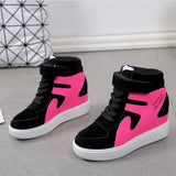 New Korean Version Of The Fashion Magic Stick Thick Soles Of High-Pine Cake Shoes High-Top Shoes Color Frosted Leather Casual
