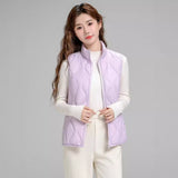 Autumn And Winter New Down Jacket Vest Female Short Stand Collar Casual Gourd Pressure Line Light Sleeveless Coat Coat-Outfit