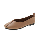 Size Single Shoes Women 2025 Summer Autumn New Casual Korean Version Of The Square Head Flat Sole Soft Bottom Shallow Mouth Comfortable Bean Shoes