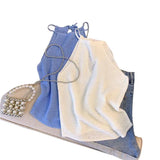 Ice Silk Knitted Sling Vest Women's Summer French Sweet Spicy Wind Hollow Hanging Neck Short Sleeveless Cut Shoulder