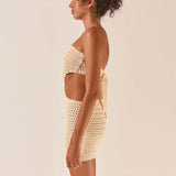 Zingj New Sexy Tight Knit Dress Strapless Skirt