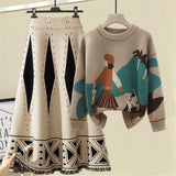 Jacquard Fringed Knit Skirt Women High Waist Stretch Loose Plus Size 4xl Long Skirt Korean Tassel Wild Daily