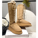 Warm Snow Boots Women's Winter New Plus Velvet Thick High-Bodied Lace With Northeast Cotton Shoes Women's