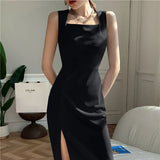 Women Fashion Backless Sexy Tank Midi Dresses Sleeveless Clothes Lady Casual Robe