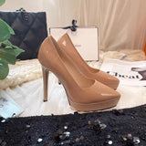 And Autumn 12 Cm High Heel Waterproof Shoes Children's Patent Leather Women's Shoes 2025 New Spring And Autumn Single Shoes Women's