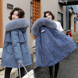 2022 New Cotton Thicken Warm Autumn Winter Jacket Coat Women Casual Long Parka Winter Clothes Fur Lining Hooded