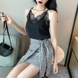 Silk Top Tank Women Slim Sexy Sleeveless Shirt Womens Basic Camisole Halter Tank Top Summer Lace V Neck Tops For Women