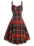 Print Lace-up Front Buckle Strap Dress A Line Mini Dress Sleeveless