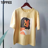2021 summer character t-shirts fashion girls tops short sleeve printing t-shirts Korean women clothes 95%