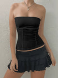 Paneled Solid Color Bandeau Top- Outfit