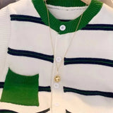 Neck Knitted Cardigan Vest Women's Loose Impact Color Pocket Striped Vest A Variety Of Small Shoulder Sweaters Leisure