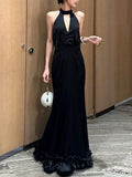 Temperament Dress Dress 2025 New Hanging Neck Sleeveless Design Waist Thin Senior Sense Dress Dress