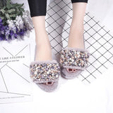 New Women Handmade Pearls House Slippers Women Winter Women Indoor Slippers Woman Slip On Flats Shoes Fur Slippers