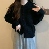 Autumn And Winter New Simple Literature And Art Lazy Sweater Coat Gentle Wind Loose Twist Thickened Knitted