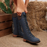 Boots 2025 Autumn New Patent Leather Round Head Thick And Middle Knight