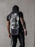 Male Short Sleeve Pullover Streetwear 2022 Summer Casual Loose Hoodies Sweatshirt For Men Fashion Pattern Print Hooded