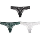 3PCS/Set Sexy Panties Women Low-waist Briefs Female Lace Embroidery Underwear Transparent G String Underpant