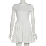 Short Sleeve Backless Mini Dress- Outfit