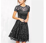 Women's Lace Dresses Short Sleeve Pack Hip White Red Dress Elegant Pencil Skinny Knee Dress Festive Party Vestidos