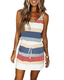 new women's drawstring color sling dress dress