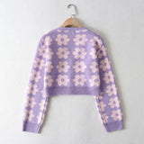 Pointelle Knit Floral Crop CardiganOutfit