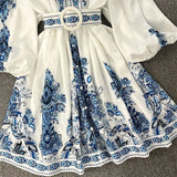 Spot Fall 2025 New Ladies Fashion V-Neck Long Sleeve Bohemian Print