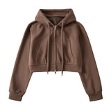 Zingj Trend Women's Lazy Wind Hooded Hoodie Autumn And Winter New Loose Casual Double Zipper Long-Sleeved Cardigan