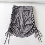 Summer New Fashion Sexy High Waist Bow Mini Cotton Solid Color Drawstring Short Elasticity Pencil Gray Skirt Girl Female