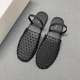 Retro Hollow Fishing Net Woven Sandals Women 2025 New Flat Bottom Comfortable Casual Slippers