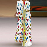 Long V-neck Printing Sleeve Pocket Printed Loose