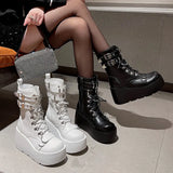 Thick-Bottomed Pine Cake Small Small Short Boots Girls Autumn New High-Punk Style Casual Martin Boots Thin Single