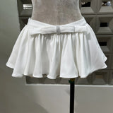 Spring Pop Pure Hot Girl Street Lace Lace Shoulder Clothes + Bows Solid Half Dress