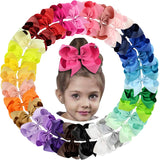 6'' Solid Color Grosgrain Ribbon Bows Hair Clips For Cute Girls Large Handmade Hairpins Barrettes Kids Hair
