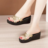 Heel Slope Sandals Slippers Women's Summer 2023 New Thick-Soled Waterproof Platform Fashionable And Fashionable To Wear 4143 Large